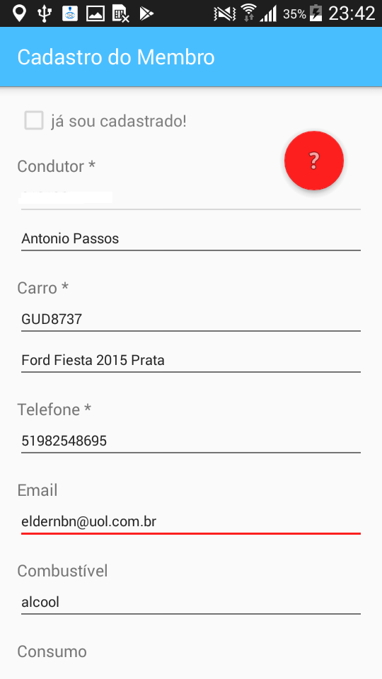 Cadastro do Membro
